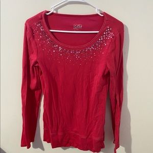 Long sleeve sparkly red Justice shirt